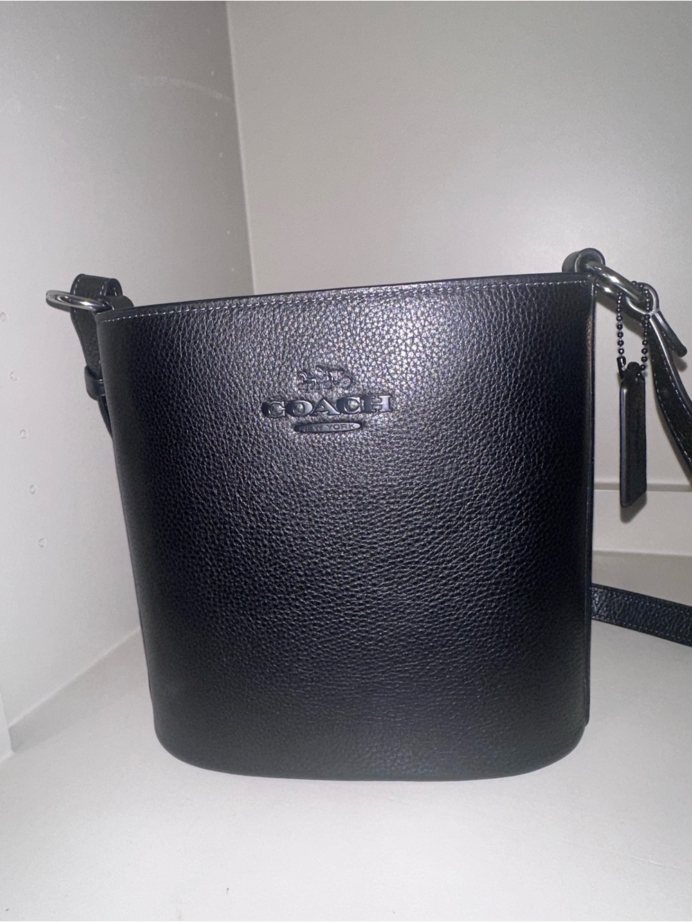 Coach Black Pebbled Leather Bucket Shoulder Bag - Picture 6 of 6
